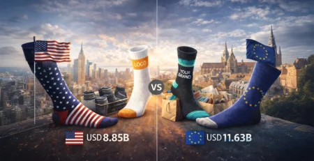 Le marché de la chaussette en 2025 : États-Unis vs Europe